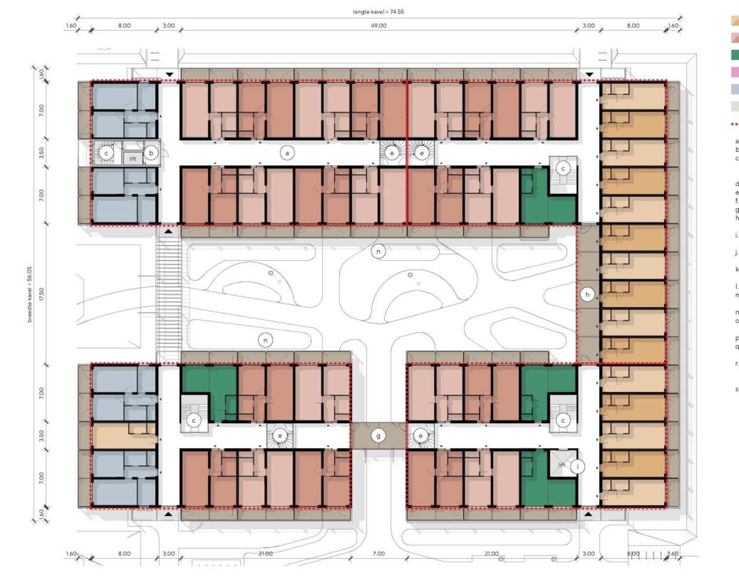 Vooral tweekamerappartementen op het Circusterrein, met groene en gele ...